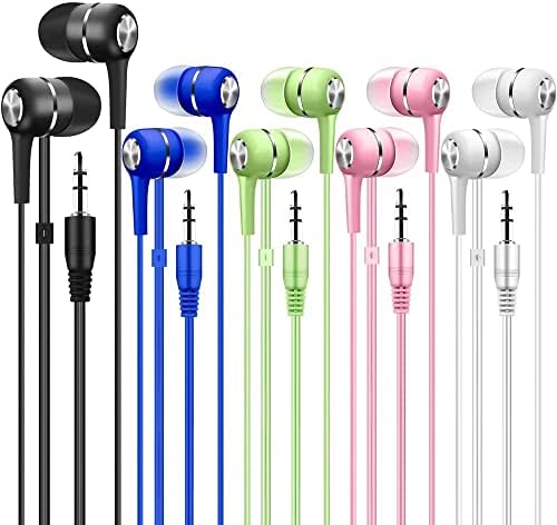 Bulk Wired Earbuds Headphone Set – 50 Durable Earphones for Classroom Use | Ideal for Students, Teens & Adults | Lightweight, High-Quality Sound | Enhanced Compatibility for Seamless Learning | Perfect for Group Projects & Online Classes | Classic White Design