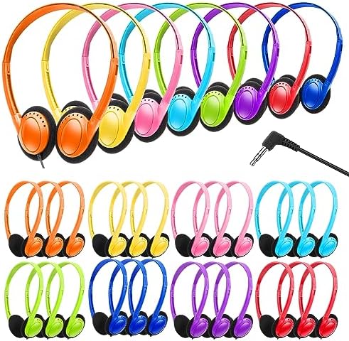 Bulk Classroom Headphones 25 Pack – Premium Durable Wired Earphones for Enhanced Student Learning, Comfortable Fit for Kids and Adults – Superior Sound Quality for Educational Use (HY103, 25 Black)