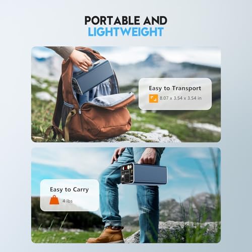 150 W Portable Power Station – 42000 m Ah/155 Wh Multi-Device Battery Backup with AC Outlet, PD 65 W Fast Charging, and 5-In-1 Recharging Options for Camping & Emergency Use – Lightweight Design with LED Light Modes for Ultimate Convenience