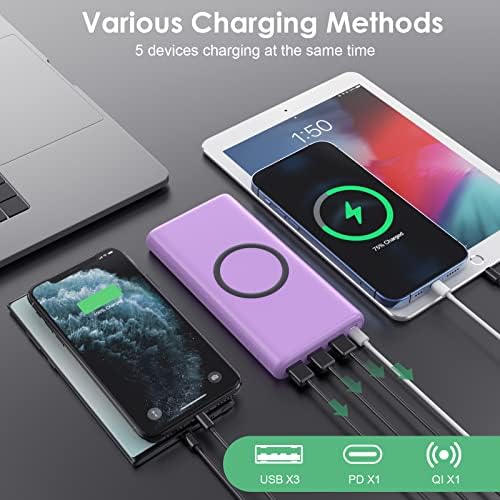 Ultra-High Capacity Wireless Portable Power Bank – 33,800 m Ah with 15 W Fast Wireless Charging & 25 W PD QC 4.0 – Versatile Dual Input & 5 Output Ports – Ideal for i Phone 16/15/14/13/12 & Android Devices – Essential Travel Companion with Enhanced Speed and Durability