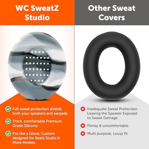Upgrade Your Beats: WC Sweat Z Studio Earpad Covers for Studio 2 & 3 | Revolutionary Sweatproof Design, Effortlessly Washable, Perfect Fit | Unmatched Protection for Headphones & Enhanced Comfort