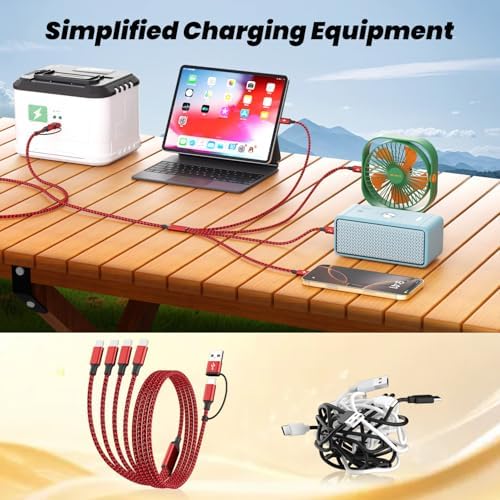 Ultimate Travel USB C Splitter Multi Charging Cable – Dual USB A/C to 4 Type-C Ports for i Phone 16/15 Series & Other Devices, 2 Pack 5 Ft – Efficient Fast Charging & Data Transfer for All Your Tech Needs