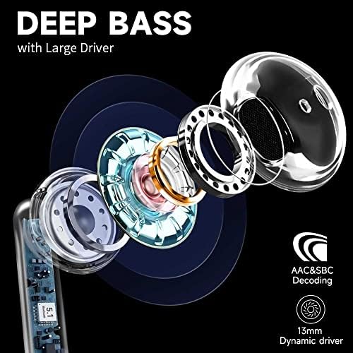 Premium Wireless Bluetooth Earbuds with Noise Cancelling – IPX5 Waterproof Headphones for Deep Bass & Long Battery Life – Ideal for i Phone & Android Users, Perfect for Active Lifestyles and Hands-Free Calls