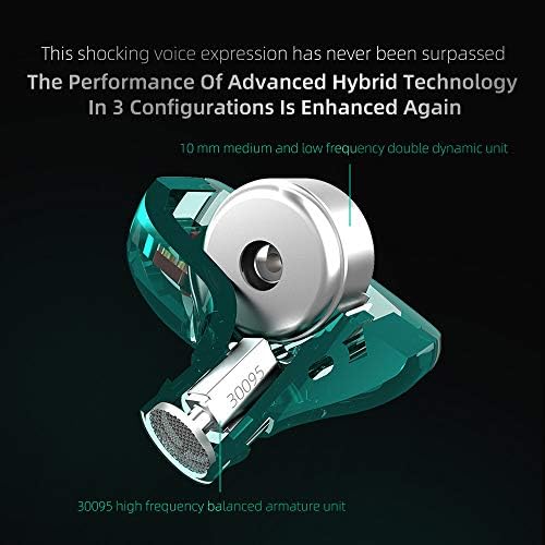 KZ ZST X Hybrid Dual Driver In-Ear Monitors – Premium Hi-Fi Stereo Earbuds with Detachable Cable for Audiophiles & Musicians, Ergonomic Design for Ultimate Comfort, Enhanced Audio Clarity & Precision, Lightweight & Portable for On-the-Go Listening in Cyan