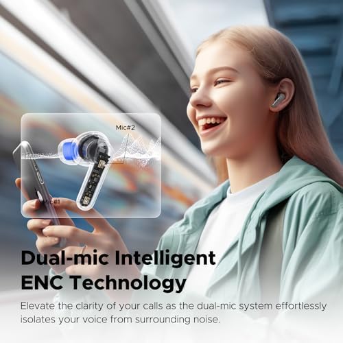 Affordable Sound PEATS Clear Wireless Earbuds – Bluetooth 5.3 Headphones with 12 mm Drivers for Deep Bass, Enhanced Call Clarity with Dual Mic and ENC, Gaming Mode for Low Latency, 40-Hour Playtime, IPX4 Water Resistance, Custom EQ via App for Tailored Audio Experience