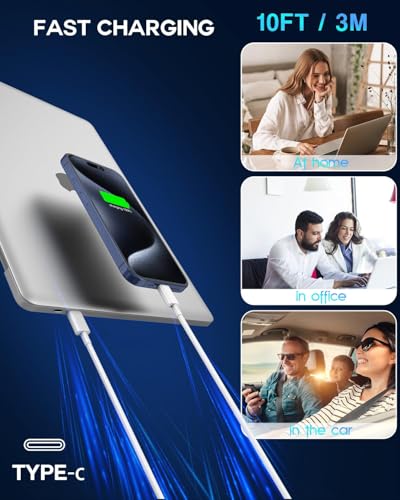 USB C to USB C,240W USB-C Woven Charge Cable,6.6ft 2Pack USB C Cable Fast Charging Cord for Apple MacBook Pro/MacBook Air,iPad Pro/Air,iPad mini,iPhone 16 15 Pro Max Plus Compatible 140W/100W/60W/45W – Enhanced Compatibility and Speed