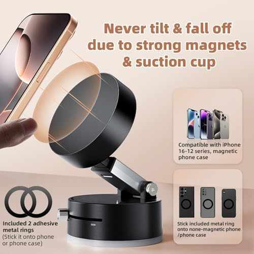SEVENKA 360-Degree Magnetic Car Phone Holder: Universal Adjustable Mount for Hands-Free Navigation with Secure Windshield Suction – Compatible with i Phone & Samsung for Enhanced Road Safety and Optimal Viewing Angles
