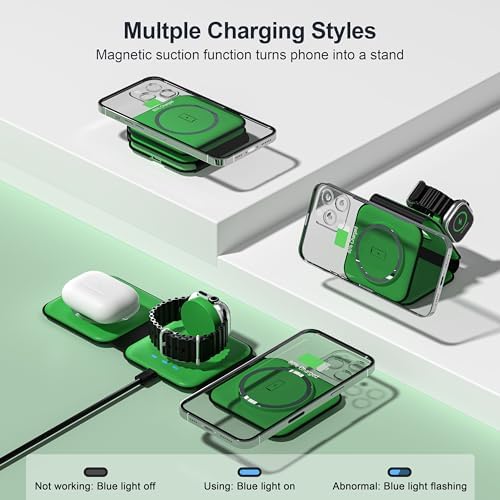 UCOMX Foldable 3-in-1 Wireless Charging Station: Ultimate Travel Charger for i Phone 12-16 Pro Max, Apple Watch Series 3-Ultra, and Air Pods Pro – Rapid Nano Technology for Fast, Safe Charging & Clutter-Free Convenience
