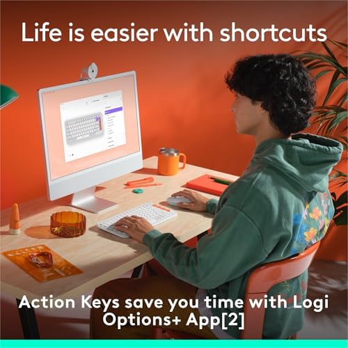 Elevate Your Workspace with the Logitech POP ICON Wireless Bluetooth Keyboard – Stylish Graphite & White Design, Effortless Multi-Device Switching, Comfortable Low-Profile Typing, and Customizable Keys for Enhanced Productivity on Laptops, Tablets, and PCs