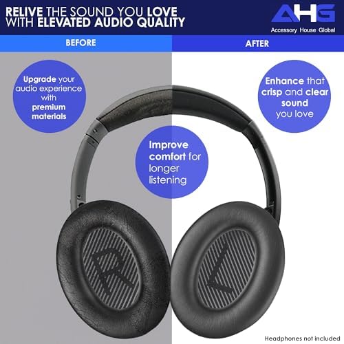 Ultimate Comfort Upgrade Kit: Premium Replacement Ear Pads & Headband Cushions for Bose Quiet Comfort 2023 Models (QC45, QCSE, QC35 II) – Easy DIY Installation in Elegant White Smoke for Superior Sound Quality and Long-lasting Durability