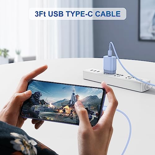 Ultra-Fast 25 W PD Type C Charger Duo with 6 ft USB-C Cables – Essential Charging Set for Android Galaxy S25, S24, S23, S22, S21, Note Series – Compact Design, Enhanced Safety Features, Ideal for Home & Travel