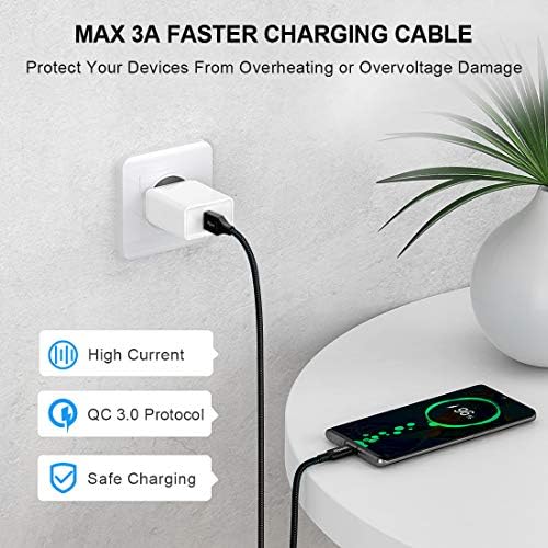 etguuds 4-Pack USB Type C Charging Cable – 6 ft Nylon Braided Fast Charger Cord for Samsung Galaxy S20/S10/S9/Note Series & Moto G – Superior Durability and High-Speed Power Delivery Up to 3 A – Ideal for Home, Office, and On-the-Go Use