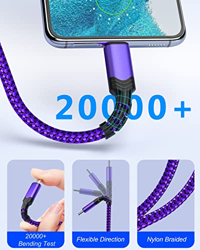 10 ft USB C to USB C Charging Cable – Fast 60 W Power Delivery Braided Cord for Galaxy S23 Ultra, i Phone 15/16, i Pad Pro, Mac Book – Durable, Tangle-Free Design in Purple, Green, Blue, Pink for Maximum Flexibility and Style