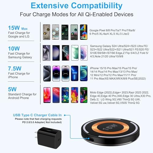 Samsung Magnetic Fast Wireless Charger Pad – Universal Charging Station for Galaxy Z Fold7, Z Flip7, S25 Ultra, i Phone 16 Pro Max, and Pixel 9 Pro XL – Sleek Design, Intelligent Safety Features, and Rapid Power Delivery for All Modern Smartphones