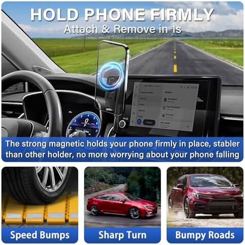 Custom-Fit 360-Degree Rotation Car Phone Holder for Toyota Corolla 2019-2025 & Corolla Cross 2022-2025 – Hands-Free Cell Phone Cradle with 8-Inch Screen Compatibility – Elevate Driving Safety and Convenience with Sturdy, Easy-Install Mount