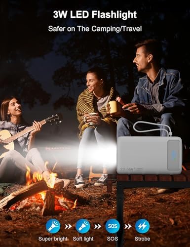 High-Capacity 27000 m Ah Portable Power Bank with Built-In Cable for i Phone 15/16 Series – Fast-Charging USB-C Battery Pack, LED Display for On-the-Go Charging, Reliable Travel Companion for All Smartphones