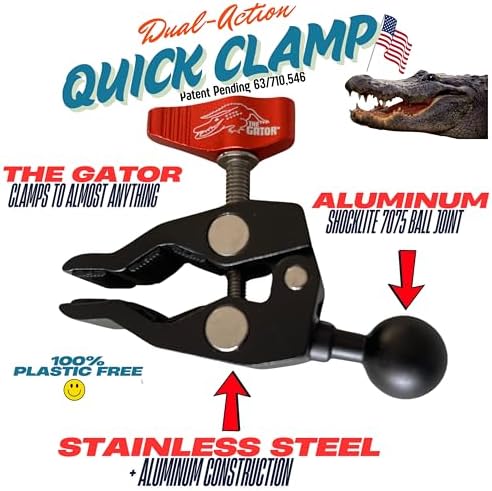 Versatile Dual Action Clamp for Secure Hands-Free Phone Mounting | The Gator – Ideal for Cars, ATVs, Bicycles, Golf Carts, and More | USA Tested for Safety and Stability | Compatible with $1500+ Devices | Enhance Your On-the-Go Experience with Effortless Access to Navigation, Music, and Calls | Lightweight, Durable Design for Everyday Use | Elevate Your Lifestyle with Unmatched Grip Strength and Easy Transport