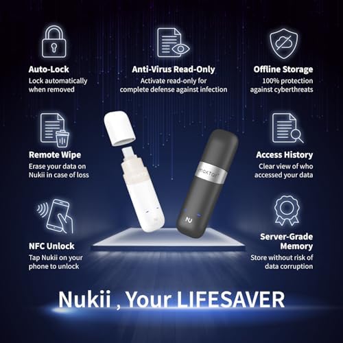 Maktar Nukii 64 GB Encrypted Flash Drive – Ultimate NFC Security USB with Write Protect Feature | Your Trusted Data Locker & i Phone Security Key for Crypto Phrase Storage | High-Speed, Portable, and Durable Solution for Sensitive Information Protection