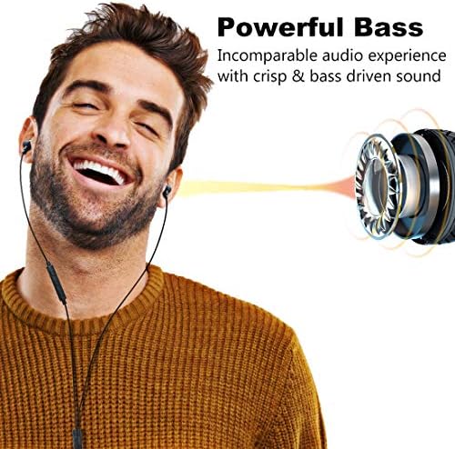 Durable Metal Wired Earbuds with Microphone & Volume Control – Deep Bass Noise-Isolating Earphones for Enhanced Audio Experience with i Phone, Android, Laptop, Gaming Devices – Optimal Comfort & Versatile Use