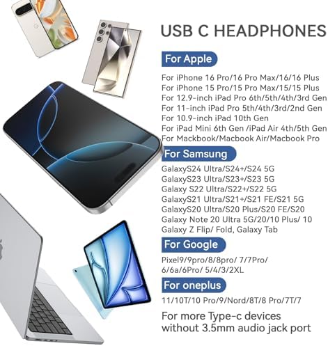 Experience Unmatched Audio Clarity with Premium USB C Earbuds – Optimally Designed for Samsung S25, S24, S23 Ultra & i Phone 16 Pro Max – Wired Noise-Canceling In-Ear Headphones with Integrated Microphone & Volume Controls – Ideal for Audiophiles and Professionals Seeking Superior Sound Quality – Perfect for Daily Commutes, High-Intensity Workouts, and Relaxation – Enjoy Ultimate Comfort with Magnetic In-Ear Design – Engineered for Durability and Longevity with High-Quality Materials – Effortlessly Compatible with Pixel 9 and Other Devices – Transform Your Listening Experience with Advanced Noise Isolation and Rich Stereo Sound for an Immersive Journey into Music and Calls