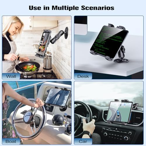 Heavy-Duty OHLPRO Tablet Holder for Trucks – Versatile Drill Base Mount for i Pad & Samsung Galaxy (7″ – 11″) – Perfect for Dashboards, Desks & Commercial Vehicles – Enhanced Stability, Adjustable Viewing Angles & Easy Installation for Ultimate Road Convenience