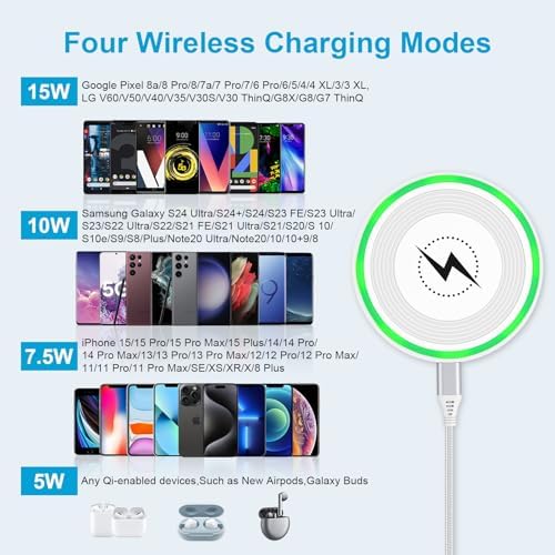 15 W Ultra-Fast Wireless Charging Pad with QC Adapter – Universal Charger Mat for Samsung Galaxy S25/S24/S23 Ultra & i Phone 16/15/14/13 Pro Max – Sleek Design, Enhanced Safety, and Rapid Power Delivery for Busy Lifestyles