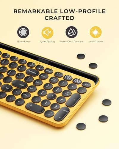 Elevate Your Typing with the Stylish seenda Bluetooth Typewriter Keyboard in Barbie Purple – Multi-Device Compatibility for i Pad, Android, Mac & Windows with Full Number Pad and Tablet Holder for Enhanced Productivity!