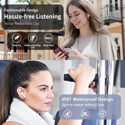 Premium Waterproof Bluetooth 5.0 Wireless Earbuds – Superior High-Fidelity Audio, Touch Control for Effortless Use, Built-In Microphone for Crystal Clear Calls – Perfect for Active Lifestyles and Seamless Compatibility with Android, Samsung, and Apple Devices