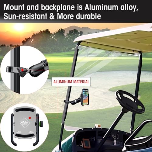 Elevate Your Game with the Roykaw Golf Cart Phone Mount – Ultimate Holder for i Phone, Galaxy & Google Pixel – Quick-Release, One-Handed Access, and Secure Fit for EZGO, Club Car, Yamaha Golf Carts – Stay Connected on the Course!