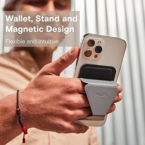 MOFT MagSafe Wallet Stand for iPhone 16/15/14/13/12 Series MagSafe Compatible Phone Stand with 3 Viewing Angles (Cool Gray) – Enhanced Compatibility and Speed