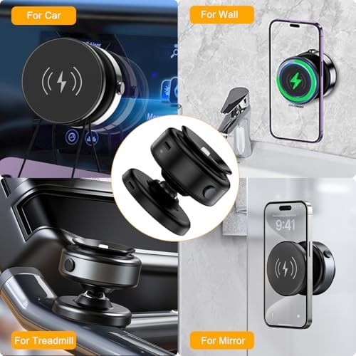 15 W Wireless Charger Suction Phone Holder – Versatile Magnetic Vacuum Mount for All Smartphones – Perfect for Car, Gym, Mirror, and Shower Use – Fast Charging with Enhanced Stability for On-the-Go Convenience