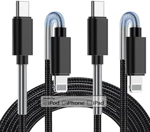 10-Foot Apple MFi Certified USB C to Lightning Charging Cable – Dual Pack High-Speed i Phone Charger for 14/13/12 Series and i Pad – Durable Long Charging Cord for Ultimate Convenience and Flexibility