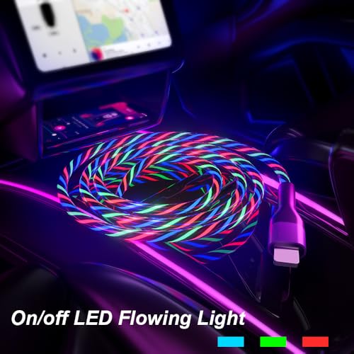 Revolutionary 6 ft Smart Touch-Control RGB LED USB C to C Cable – Rapid 3 A Fast Charging TPE Charger for Phones, Tablets & Laptops – Durable Design with Eye-Catching Flowing Light for Ultimate Style and Functionality