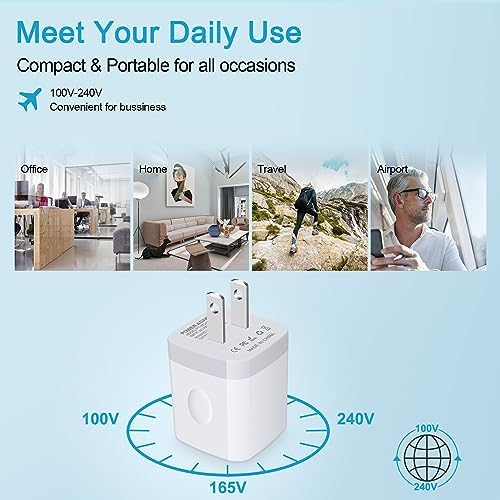 Dual Port USB Wall Charger 5-Pack – 2.1 A Quick Charge Adapter for i Phone & Samsung Devices – Compact Travel Charging Block for Home & Office Use – Enhanced Compatibility for Fast Device Charging