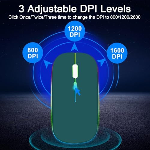 Ultimate Wireless Bluetooth Mouse for i Pad, Mac Book Pro, Air, and PCs – Rechargeable Silent Design for Productivity on the Go – Portable Slim Dual Mode Mouse with LED Indicators and Universal Compatibility
