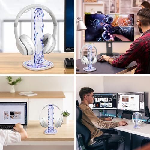 CamyCosy Headphone Holder for Desk, Gaming Headset & Earphone Stand with Tulip Flowers Pattern – Enhanced Compatibility and Speed