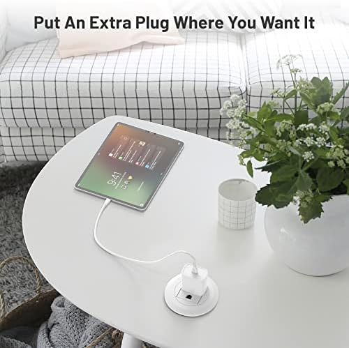 Revolutionary Mini Desktop Power Hub Grommet with 6.56 FT Extension Cord – Sleek Recessed Outlet for Effortless Charging of Laptops, Smartphones, and More – Ideal Desk Accessory for Clutter-Free Workspaces and Enhanced Device Compatibility