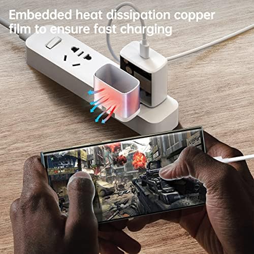 45 W Ultra-Fast Samsung Charger with 6.6 ft Type-C Cable | Power Delivery & Programmable Power Supply for Galaxy S25, S24, S23, S22 Ultra Plus, S21, Note 10, 20, A25, A15, A53, A52, Xcover 6, 7, Z Fold & Flip | Efficient Charging Block for Enhanced Device Longevity | Sleek Black Design for Modern Aesthetics