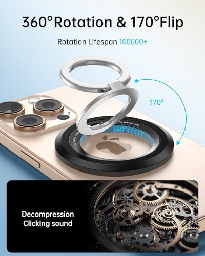 Syncwire Magnetic Phone Ring Holder – Titanium Alloy Kickstand for i Phone 12-16 Pro Max & Compatible Android Devices – Ergonomic Design, Enhanced Mag Safe Stability, Lightweight Grip for Ultimate Hands-Free Convenience