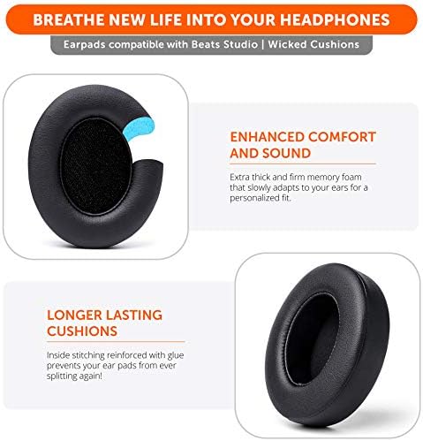 Upgrade Your Audio Experience with WC Wicked Cushions Replacement Ear Pads for Beats Studio 2 & 3 – Retro 90’s White | Luxurious PU Leather & Enhanced Foam for Optimal Sound Isolation | Perfectly Fits B0501 & B0500 Models | Not Compatible with Beats Solo | Enhanced Adhesive for Maximum Durability and Longevity