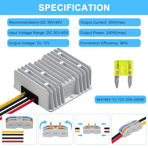 Ultimate 24 V 145 W DC-DC Voltage Regulator – Versatile Step Down/Up Converter (9 V-40 V to 24 V, 6 A) – Durable Waterproof Power Supply for Enhanced Golf Cart Performance and Accessory Compatibility