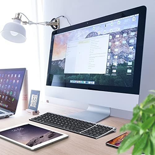 Experience Unmatched Versatility with the i Clever BK10 Bluetooth 5.1 Wireless Keyboard – Ergonomic Comfort Meets Multi-Device Connectivity for Mac, i Pad, i Phone, Android, and Windows – Full-Size Layout with Number Pad for Enhanced Productivity and Seamless Workflow – Rechargeable, Lightweight, and Stylish Design for Effortless Typing Anywhere