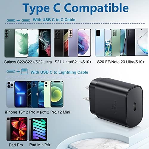 Ultra-Fast 25 W Type C Wall Charger Pack for Samsung Galaxy S25, S24+, S23, S22, S21 Ultra & More – 3-Pack USB C Power Adapter with Enhanced Compatibility for Galaxy A Series, Note 20, and Watch 5 – Speed Meets Safety and Portability