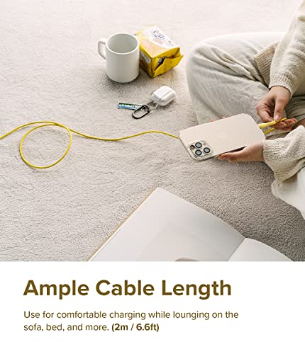 Vibrant 6.6 FT Ringke USB C to Lightning Charging Cable – Fast Charge Your i Phone, i Pad & Air Pods with Stylish Purple Pastel Design, Tangle-Free Connectivity for Effortless Use in Car Play & Beyond, Durable & Efficient Performance