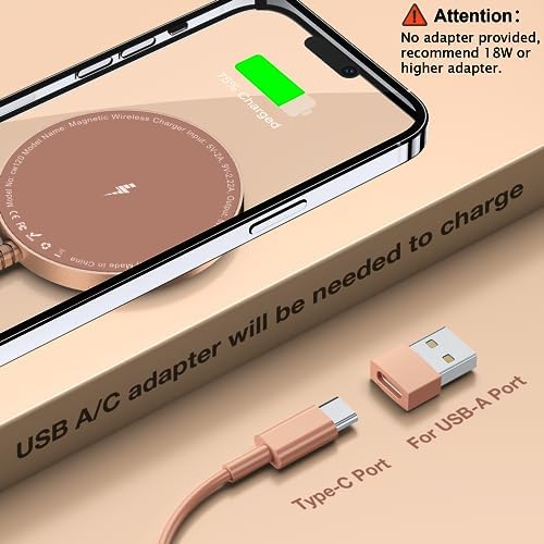 Magnetic Wireless Charging Pad for i Phone 16, 15, 14, 13, 12 & Air Pods 4-2 Pro – Ultra-Thin Aluminum Alloy Design with Strong Magnet for Secure Connection, USB-C/A Compatibility, Perfect for Desk & Travel – Elevate Your Charging Experience with Effortless Convenience and Style