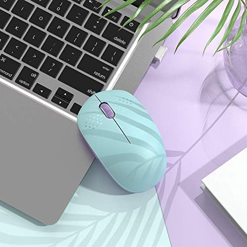 Light Blue Wireless Mouse – Ultra-Quiet 2.4 GHz Noiseless Computer Mouse with USB Receiver for Seamless Windows Experience – Portable, Ergonomic Design for Home, Office, or Travel