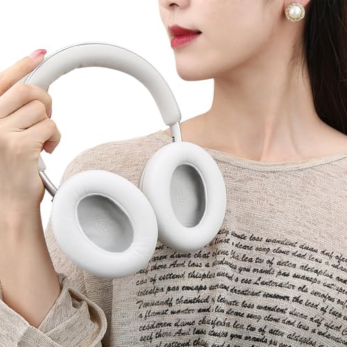 Transform Your Bose QC Ultra Wireless Headphones with Luxurious Protein Leather Earpads – Advanced Noise Isolation Foam for Unmatched Comfort and Immersive Sound (White Smoke) – Ideal Replacement Cushions for Superior Audio Enjoyment