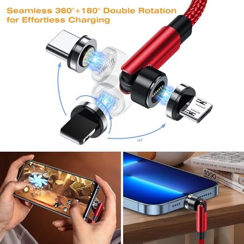 Transform Your Charging Routine with the 7-Pin Magnetic USB C Cable – Ultra-Fast 3 A Phone Charger Featuring 360° Rotating Connector for Effortless Use, Compatibility with Android & i OS Devices, and Durable Construction for Everyday Reliability – Includes Two Versatile Cables for Home and Travel Convenience