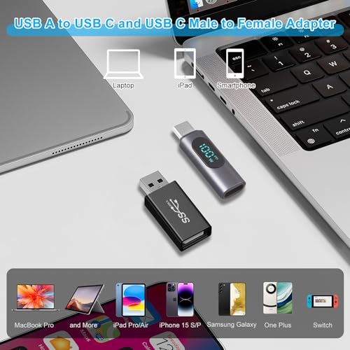 FARSENSE Versatile USB C to DC Adapter with 10 Connector Tips – 3.3 ft Barrel PD Trigger Cable for Effortless Voltage Switching and LED Voltage Display – Essential Power Solution for Laptops, Cameras, and More