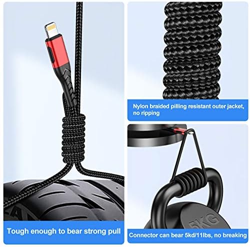 Ultimate 10 FT Apple MFi Certified i Phone Charger Cable – Fast Charging 3 Pack USB A Cable, Extra-Long, Durable Design for i Phone XS Max/XS/XR/X/8/7/6 S/6/Plus/SE/i Pad – Enhanced Compatibility, Flexibility, and Reliability in Striking Red